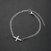 1 PIÈCE Bracelet chaîne cubaine pour homme avec bracelet croix réglable en acier inoxydable