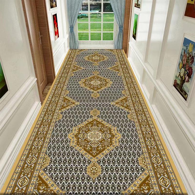 Retro Long Corridor Carpet Runner Hallway Long Rug Customizable Hotel Decoration Stair Carpet Aisle Non-slip Floor Mat Luxury