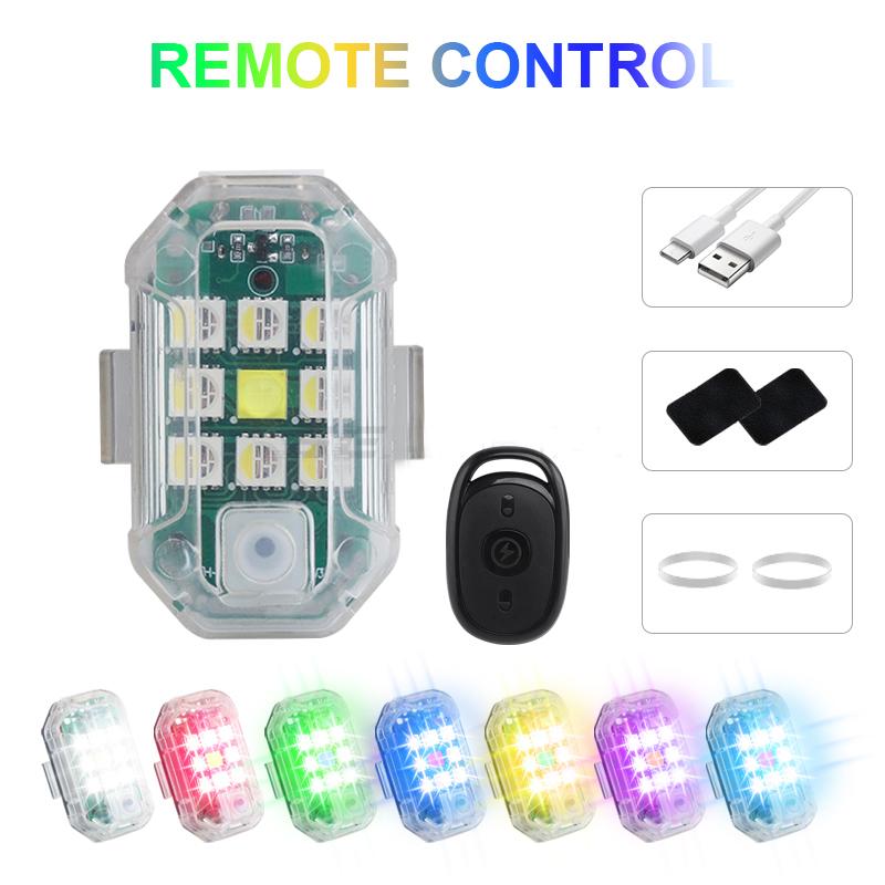 

SEAMETAL 7 цветов Универсальный стробоскопический фонарь для мотоцикла, скутера, автомобиля, светодиодный фонарь для предотвращения столкновений, вспышка для дрона, указатель поворота 1 PC(Remote control)