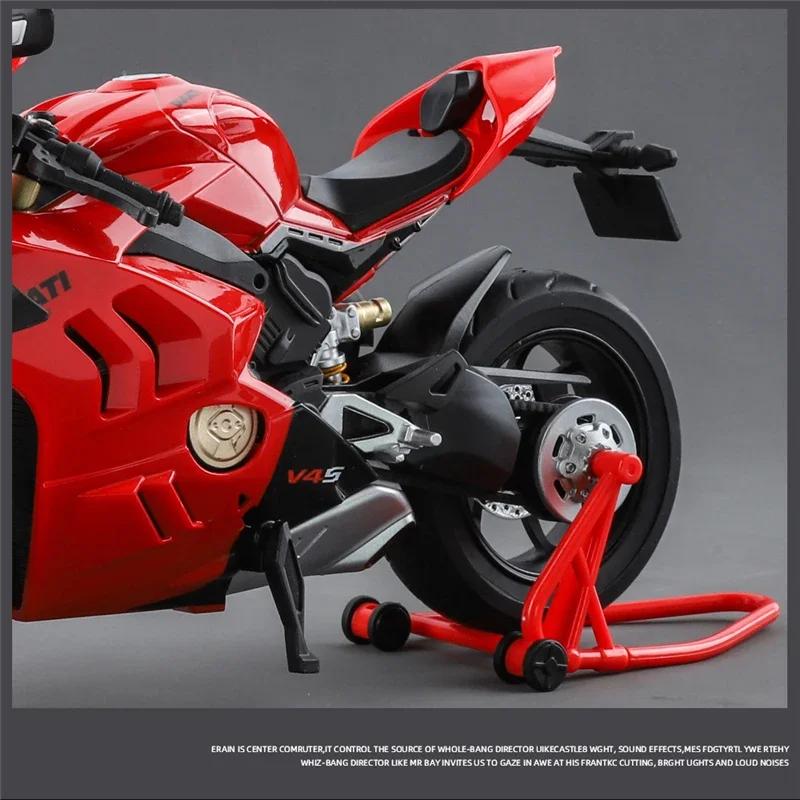 Large Size 1/9 Scale Ducatis Panigale V4S Alloy Racing Motorcycle Simulation Diecast Metal Street Motorcycle Model With Light Kid Gift