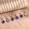 European & American Fashion Exquisite Titanium Steel Necklace with Colorful Zircon & Geometric Pendant for Women