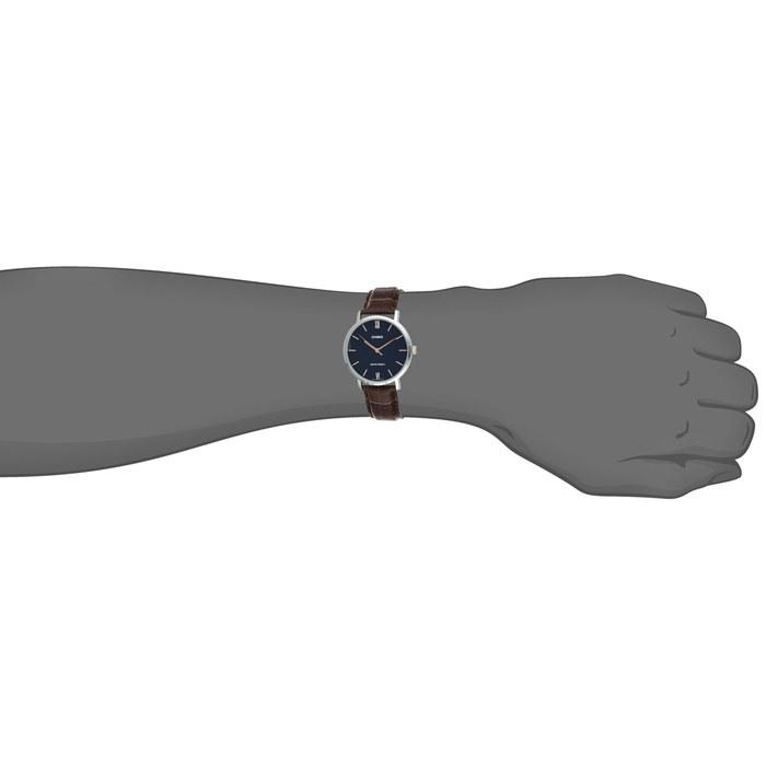 Casio MTP-VT01L-2B Men's Minimal Blue Dial Brown Leather Band Analog Watch, Silver, One Size. Analog Watch, Quartz Movement.