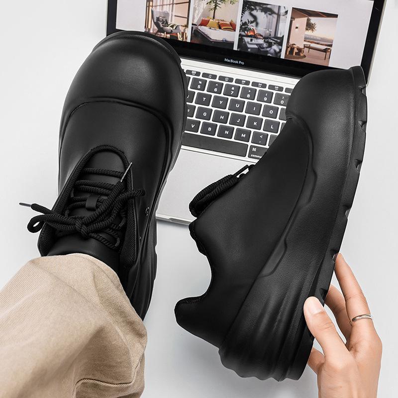 Big head niche bread shoes American thick sole heightening casual trendy shoes black design board shoes U