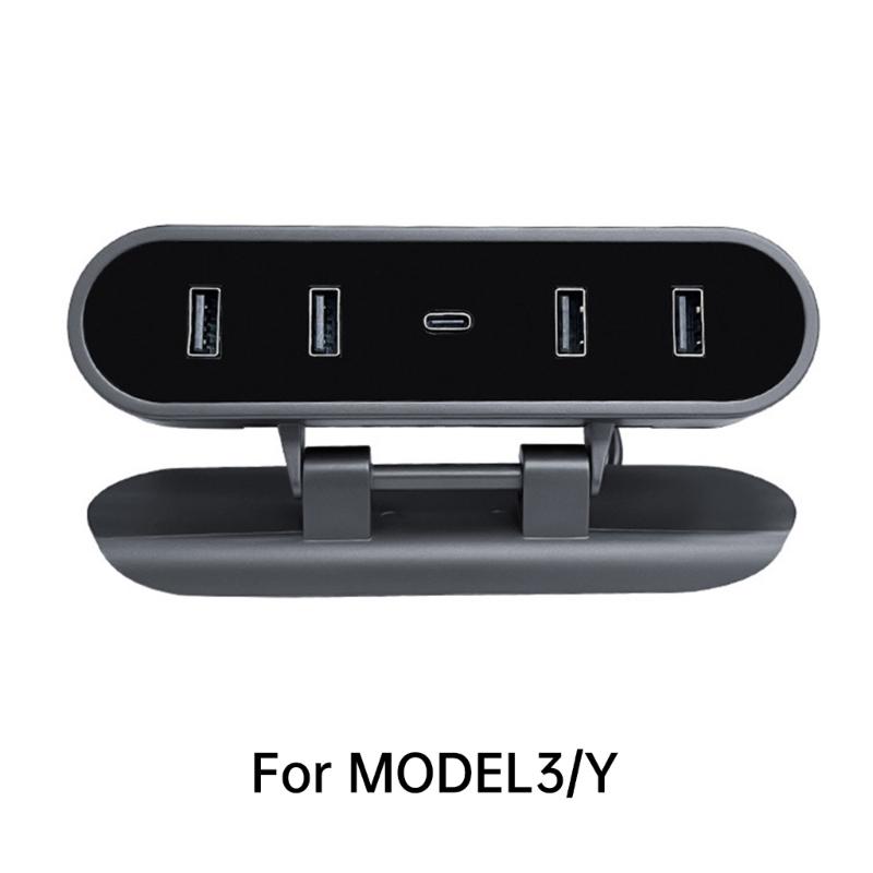 Compatible For Car 3/Y Glovebox Shunt Expansion Splitter Hub Ports Fast Charging Adapter HUB Docking Station Foldable