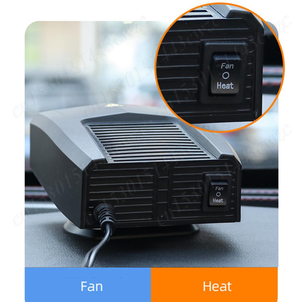 Chauffage de voiture 2 en 1 12V Dégivreur et désembueur de pare-brise Rotatif à 360° Chauffage Dégivreur Chauffage Refroidissement Ventilateur Chauffant Pour Camion Camping-car