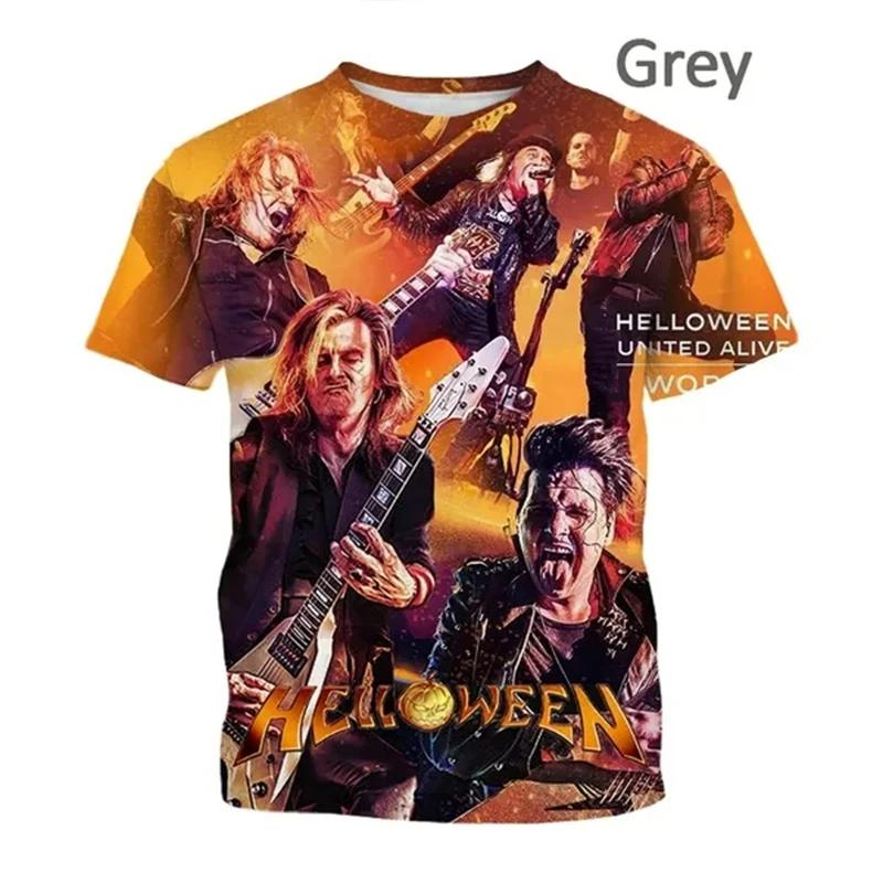 

New Popular Rock Helloween Band Print T-Shirts 3D Men Women Fashion Oversized Short Sleeve Tee Shirt Summer Kid Y2k Top Clothing 6XL