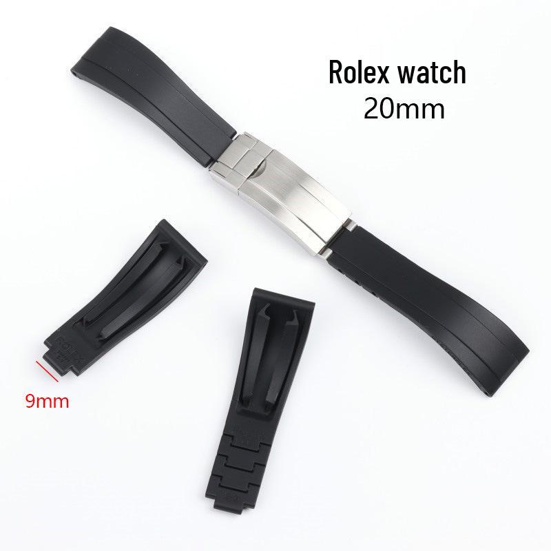 Rolex Silikon Uhrenarmband mit Ratschen-Mikroverstellschließe, 20mm Konvexer Stil