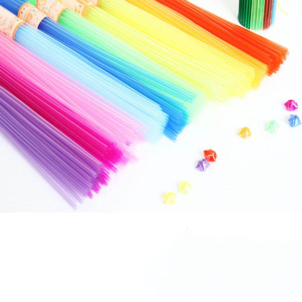 Five Horn Plastic Straw Folded Star Fluorescence Pentagram Origami Crafts Decoration Star Strip