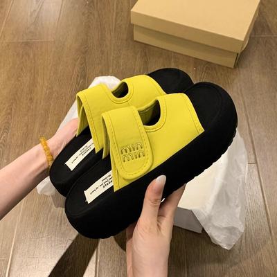 Thick-bottomed Velcro Slippers for Women's Summer Outer Wear 2025 New Height-increasing Versatile High-end Explosion with Skirt Cool Slippers