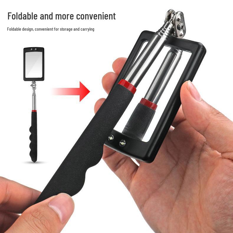 Telescopic Foldable Universal Endoscope Inspection Mirror with Rearview and Undercarriage Reflector for Welding