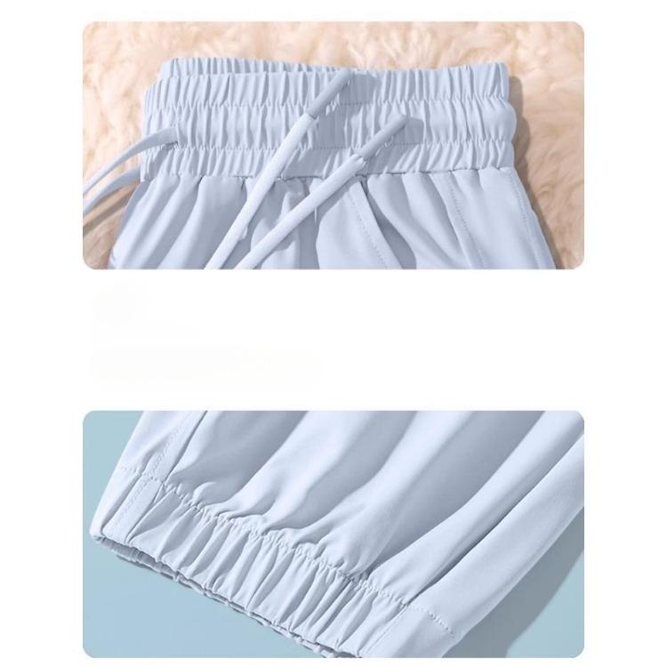 Womens Quick Dry Sports Pants Summer High Waist Cooling Ice Silk Breathable Casual Trousers