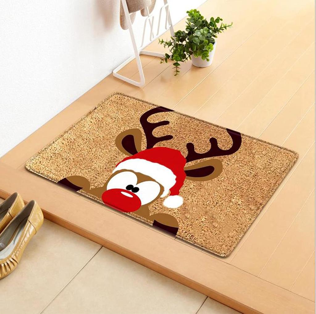 Christmas Decorative Front Door Rug Indoor Outdoor Non-Slip Mat Home Garden Entrance Welcome Doormat