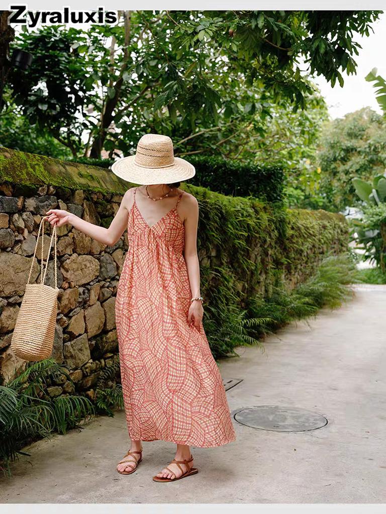 Bohemian Vintage Off-Shoulder Dress for Women Summer Xinjiang Tourism Thailand Hainan Sanya Beach Vacation Style Maxi Dress