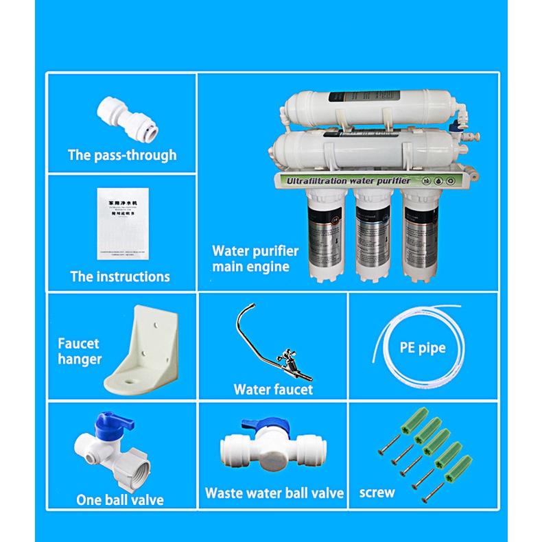 6 Stage 3+3 Home Kitchen Purifier Water Filters With Faucet Tap Household Filtration Set Ultrafiltration Drinking Water Filter System  36 x31x70cm