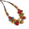 1 Adet Renkli El Yapımı Seramik Kolye Çok Katmanlı Ayarlanabilir Boho Vintage Takı Kadınlar İçin Eşsiz İfade Aksesuarı 198