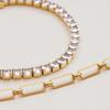 Youthway Full Zirconia Setting Strap Buckle Tennis Chain Bracelet Stainless Steel Classic Trendy Zirconia Bracelet