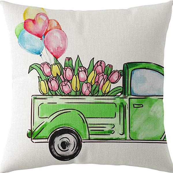 Flowers Daisy Tulip Printed Linen Pillow Case Home Living Room Sofa Bedroom Pillow Case