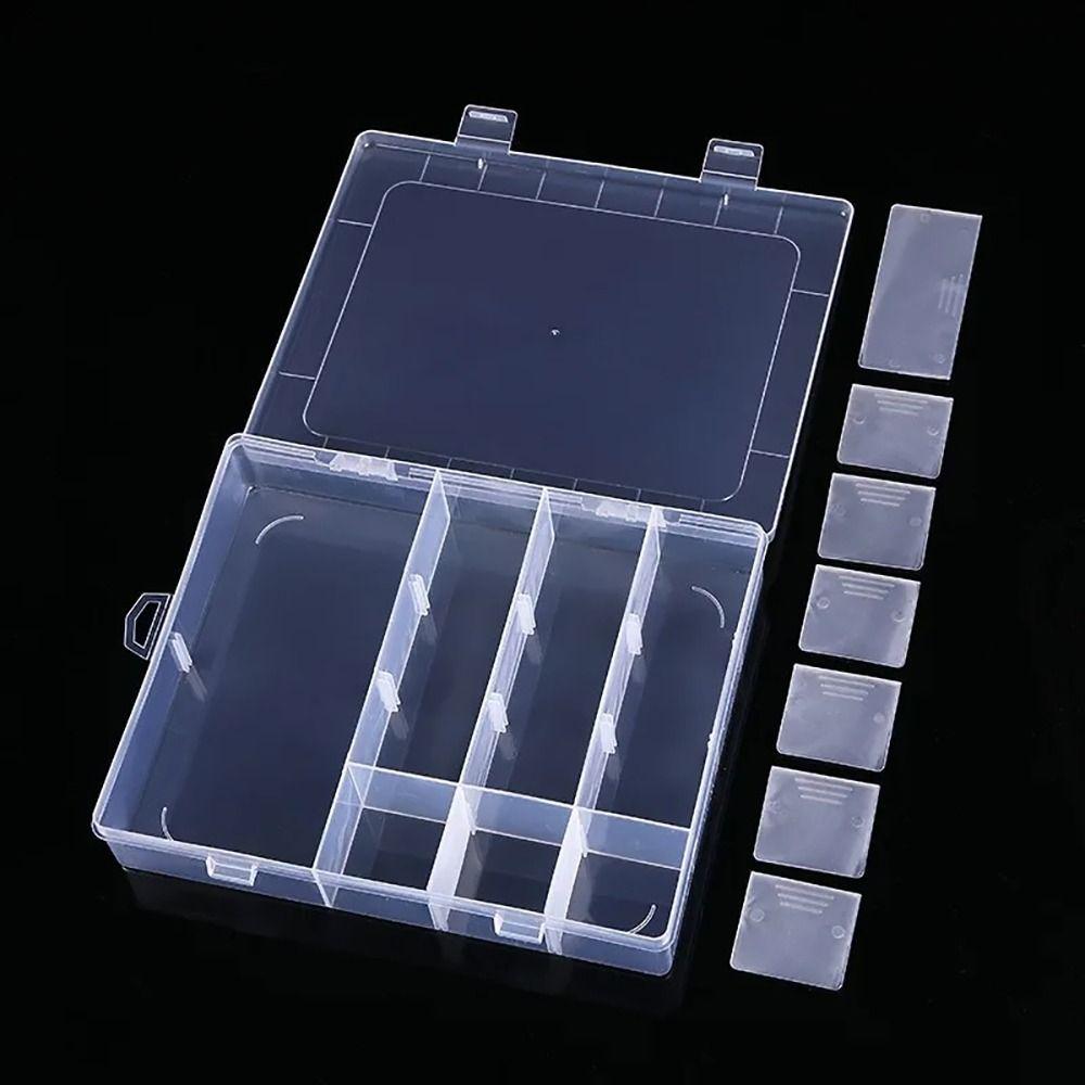 1Pcs Transparent Plastic Storage Box Adjustable Display Case Container Box 14 Grids Jewelry Button Hardware Tool Storage