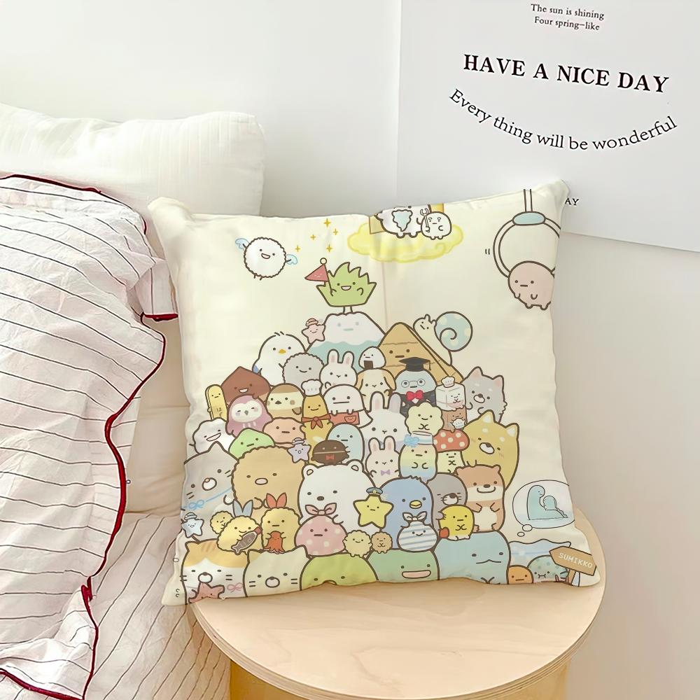 Cartoon S-Sumikko Cute G-Gurashis Pillow Case Sofa Living Room Bedroom Headboard Backrest Cushion Square Cushion Nap Time
