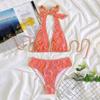 Women's Printed Swimsuit Ladies Split Cross Tie High Waist Swimsuit Two-Piece Set