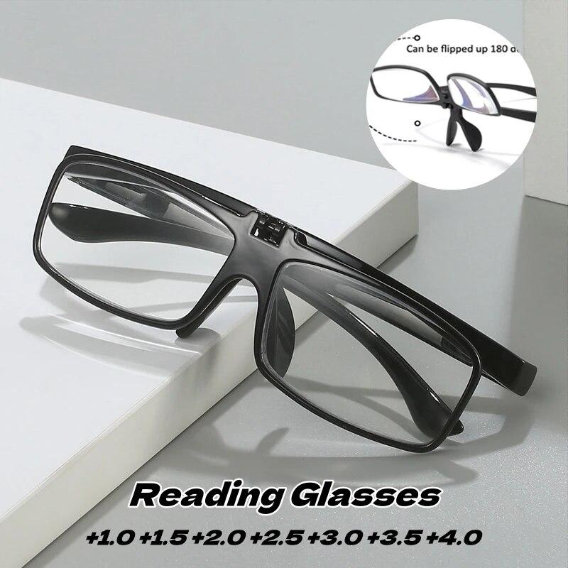 Trendy Unisex Flip-Up Presbyopia Eyeglasses Fashionable Blue Light Protection Reading Glasses New Design Far-sight Prescription