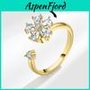 Flower Shape Adjustable Ring With Micro Pave Cubic Zirconia For Women Gift