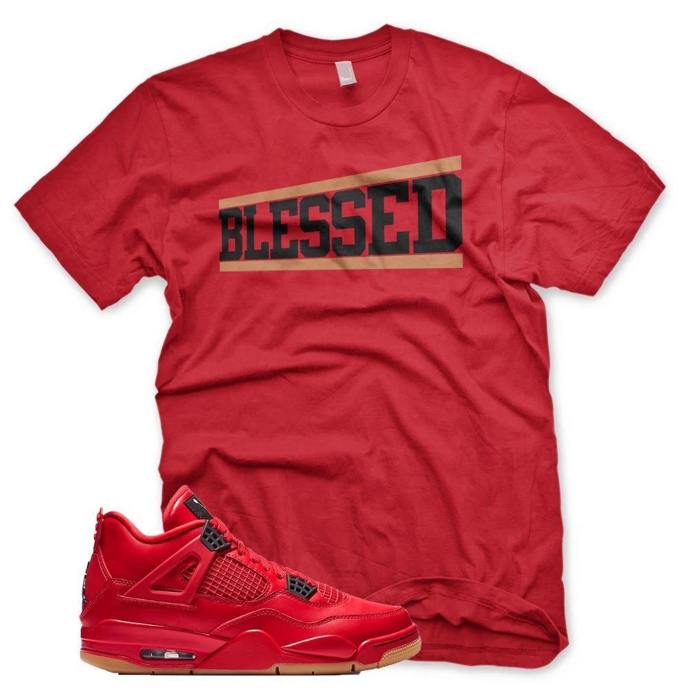 New OG BLESSED T Shirt for J1 4 Singles Day Fire Red L