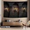 Halloween Castle Backdrop - Medieval Stone Wall Lanterns Photography Prop