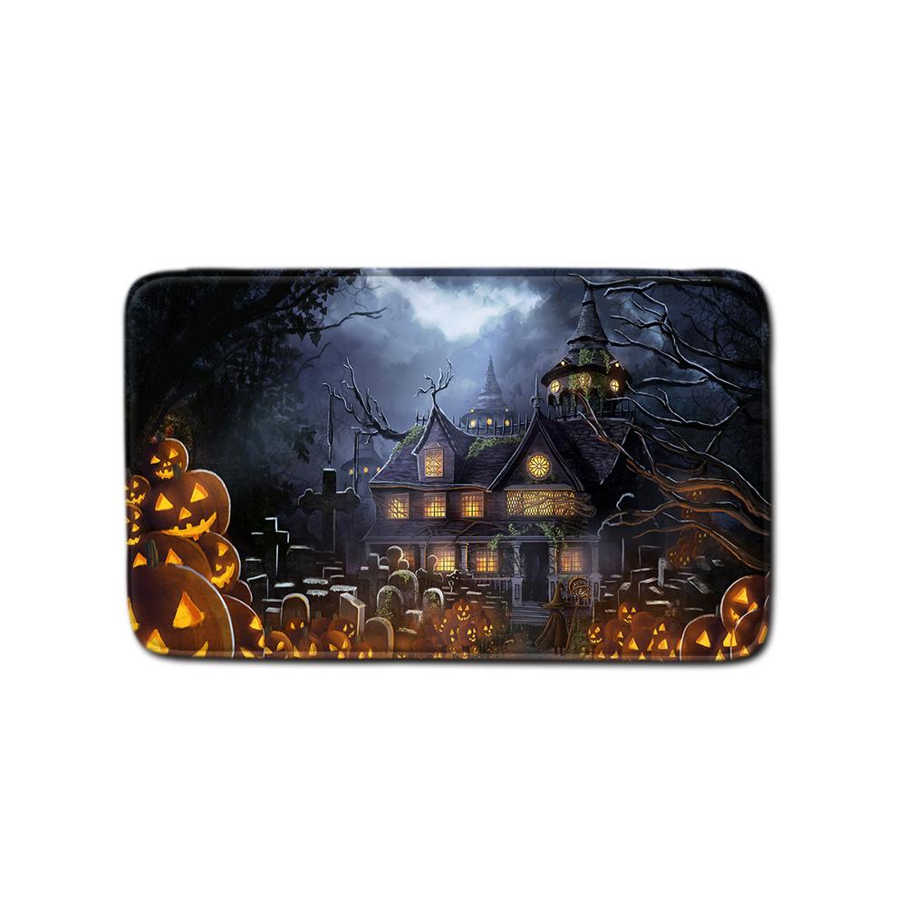 Halloween Shower Curtain Floor Mat Combination Four-Piece Set Bathroom Toilet Carpet Shower Room Foot Mat