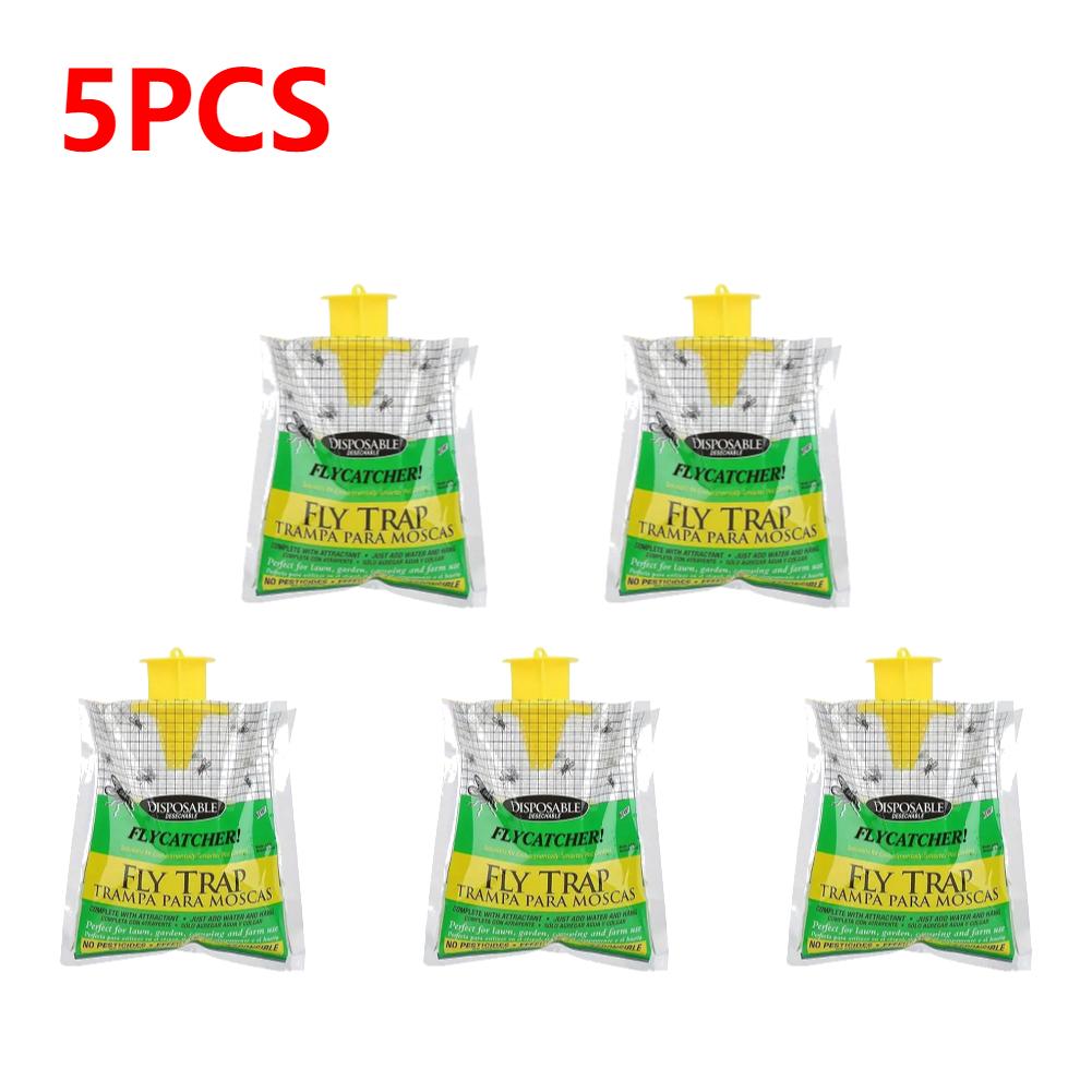 Hanging Fly Trap Bag with Fly Bait Disposable Flies Trap Non-Toxic Mosquito Trap Catcher Fly Wasp Insect Bug Killer for Outdoor