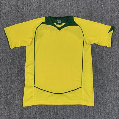 Vintage 2004 Brazil Home Short Sleeve Soccer Jersey Men Bamboo Fiber S-XXL