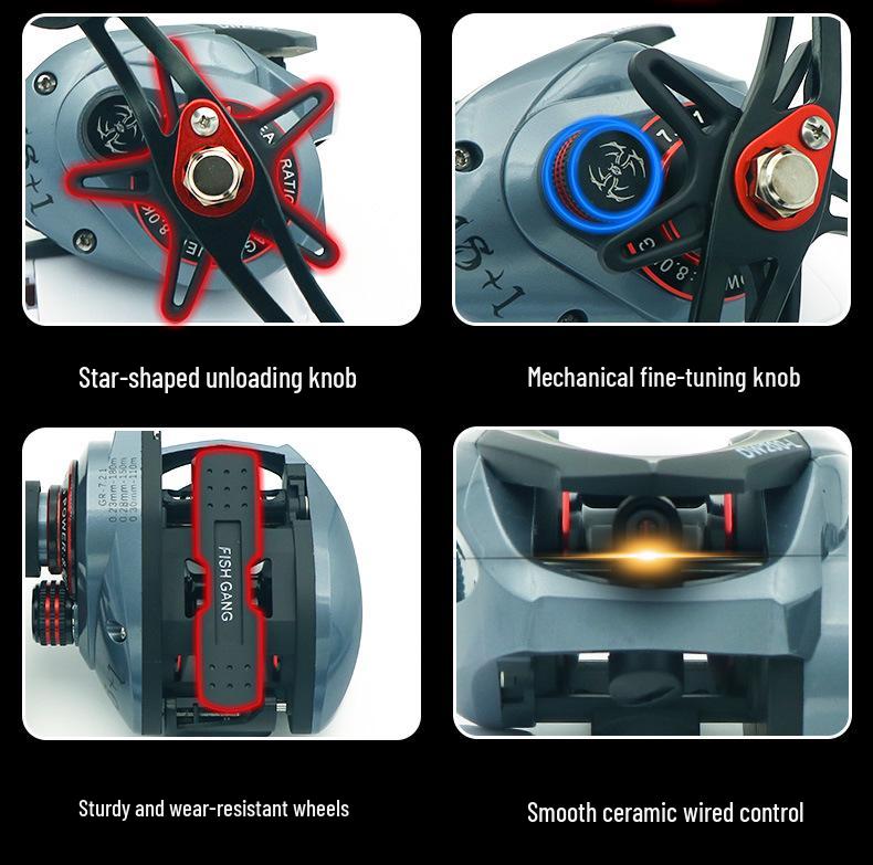 All-Metal Anti-Backlash Baitcasting Reel with Long Cast & Double Brake for Blackfish Lure Fishing