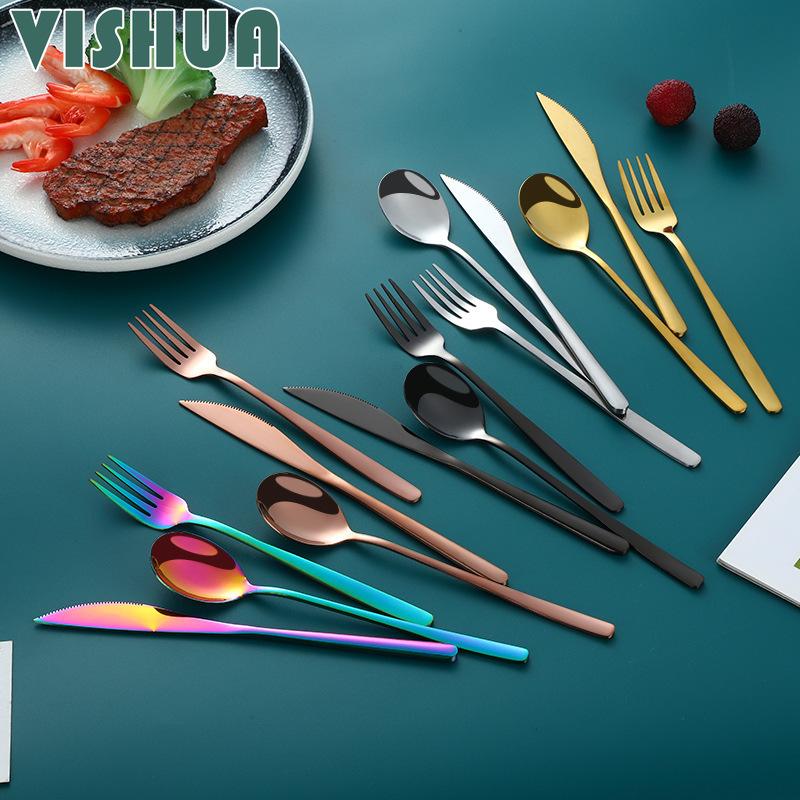 

Нож из нержавеющей стали, вилка, ложка, десертная ложка, вилка для кофе, длинная ручка, ложка для перемешивания, домашняя ложка для еды, посуда из нержавеющей стали