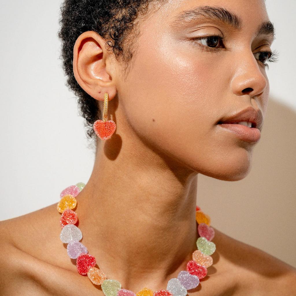 Nuevos Pendientes de Corazón de Gominola Coloridos de Moda para Mujer Diseño Dulce Lindos Encantadores Joyería para Fiesta Regalo