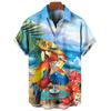Summer New Fashion3D Printed Parrot Graphics Men's Hawaiian Shirts for Men Short Sleeve Tee Casual Aloha Shirt Holiday Day