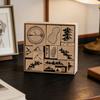 16 Pcs Wooden Stamp Set Outdoor Mountains Compass Decorative Wood Stamps for Journal Diary Scrapbook Planner Letter DIY Craft Card Making