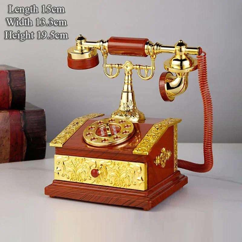 

Retro Telephone Music Box Vintage Mechanical Phonograph Jewelry Storage Case Creative Birthday Gift Antique Home Table Decor
