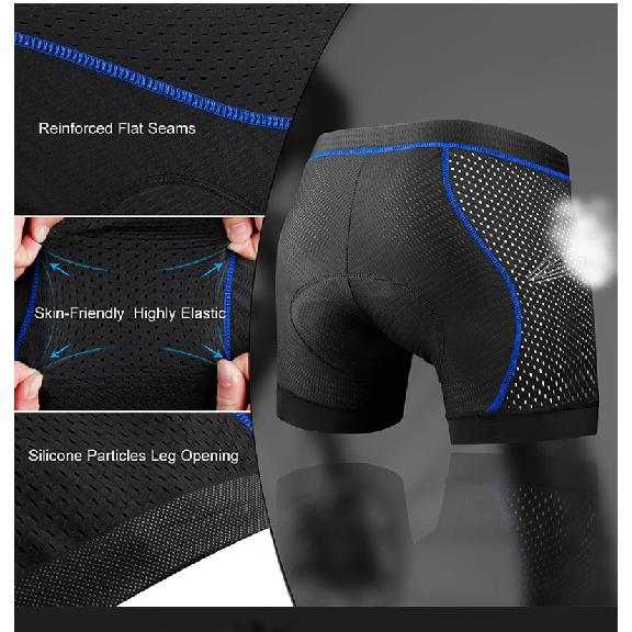 X-TIGER Herren Radunterwäsche Shorts 5D Gepolstertes Gel MTB Radhose Anti-Rutsch Beinabschluss Atmungsaktives Netz Radunterwäsche