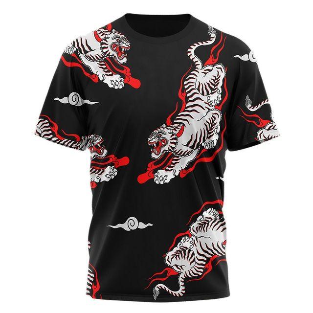 Tiger Grafik T Shirt Für Männer 3D Print Kurzarm Schwarz Tops Mode Herren Kleidung Männlich Atmungsaktive Sweatshirt Sommer Streetwear