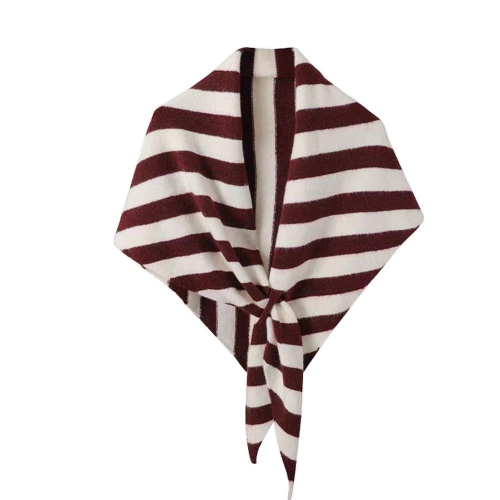 Plush Knitted Triangle Scarf Korean Style Cape Wraps Retro Striped Scarf  Autumn Winter