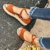 Chic And Comfortable Women Ladies Flat Espadrille Sandals With Low Wedge Heel Peep Toe Design