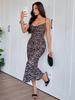 Summer new slim-fit hip-wrapped sexy backless suspender leopard print fashion dress European and American medium and long dress women