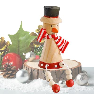 Small Christmas Wooden Figurine Decoration Vintage Rustic Snowman Santa Claus Desktop Scene Decoration Prop For Mantel Fireplace