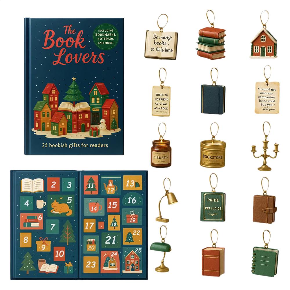 

Book Lover Advent Calendar 24 Days 2D Acrylic Bookmark Pendant Collectible Holiday Decor Christmas Countdown Calendar Gift other