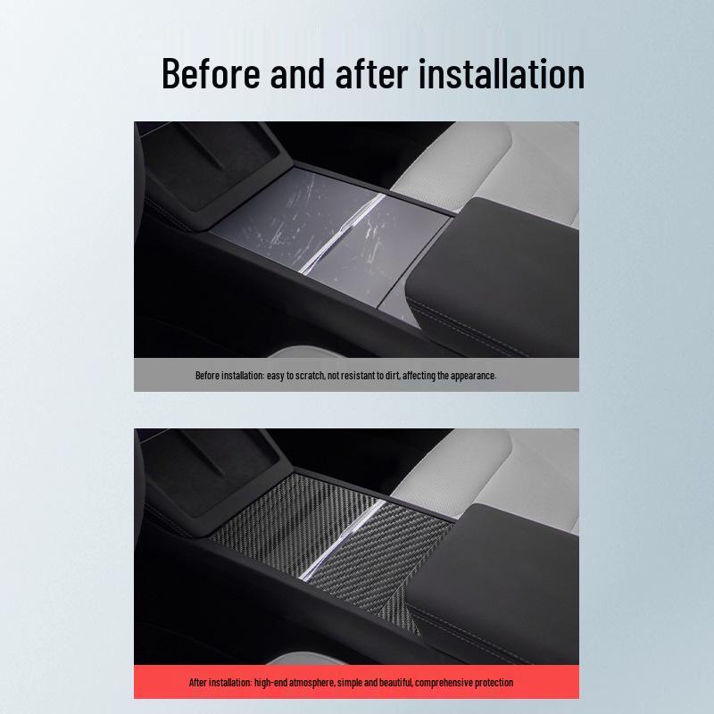 Echtes Kohlefaser-Mittelkonsolen-Panel-Set für Tesla Model 3 Highland