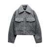 Fall and Winter New Arrival Women's Long-Sleeve Zipper Lapel Large Loose Pockets Woolen Short Jacket 3046273