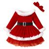 VNGOLERRY Santa Dress with Christmas Santa Claus Perfect for and Sizes and 110 Children's Headband, 2-Piece Set, Outfit, Fur-Covered, Girls' Dress,