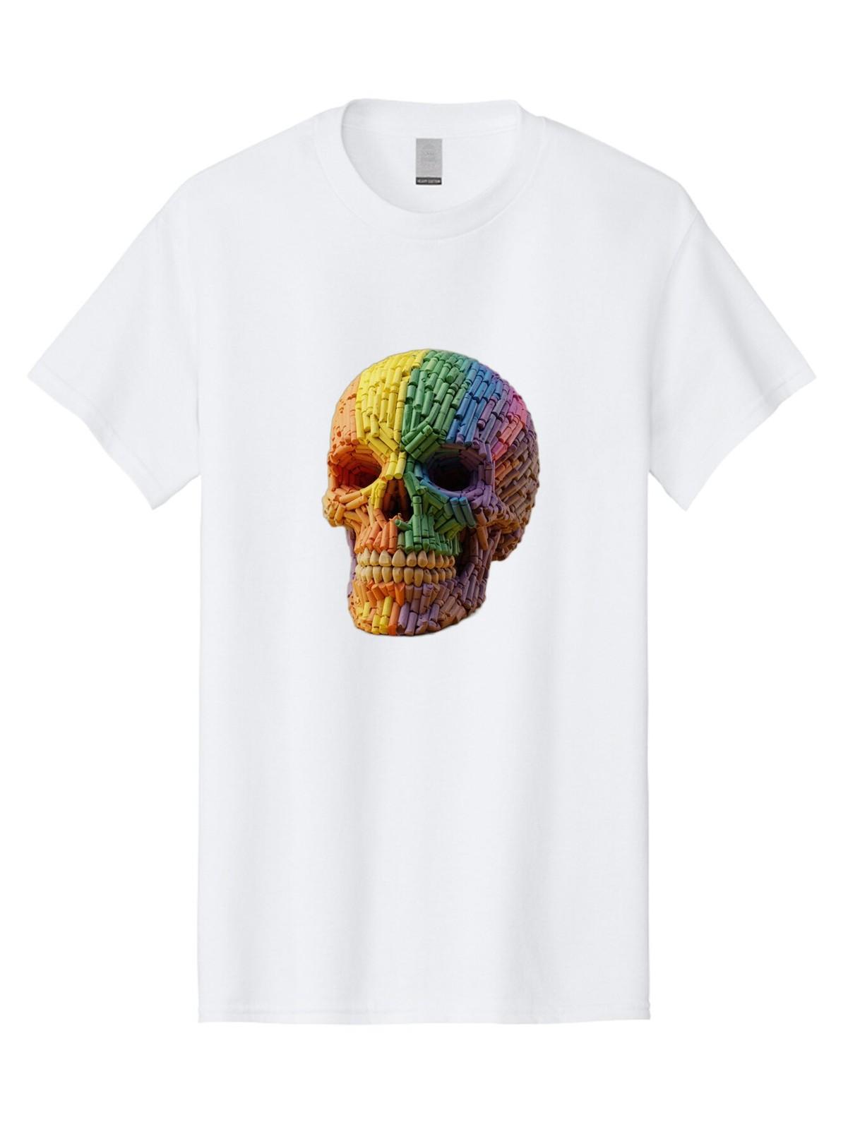 Rainbow-Crayon-Skull Mens Graphic Tee, 100% Cotton, Casual Summer Wear S разноцветный