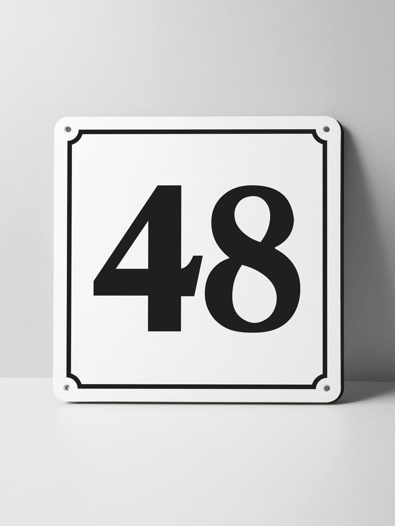 Metal Sign Black House Number On White Background Outdoor Wall Art Decor