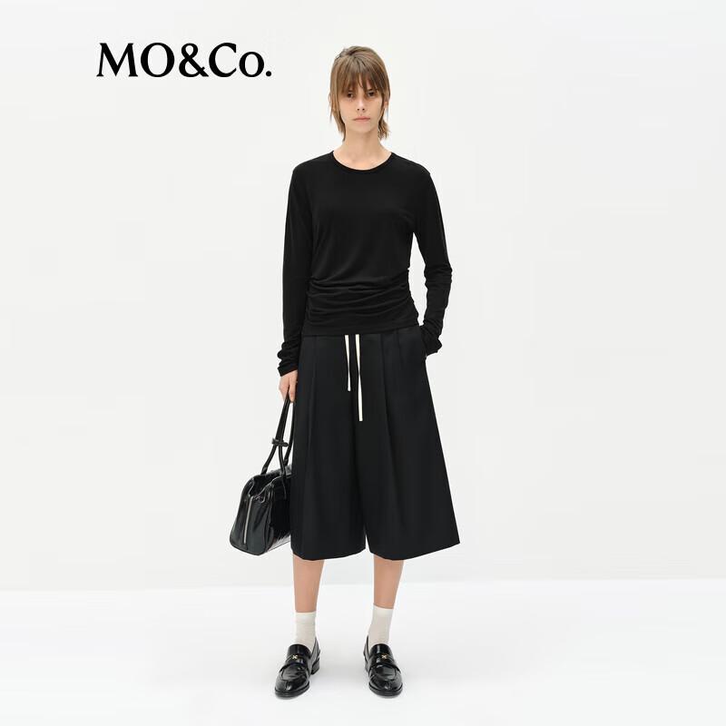 

MO&Co. Lyocell & Wool Blend Pleated Long Sleeve T-Shirt S